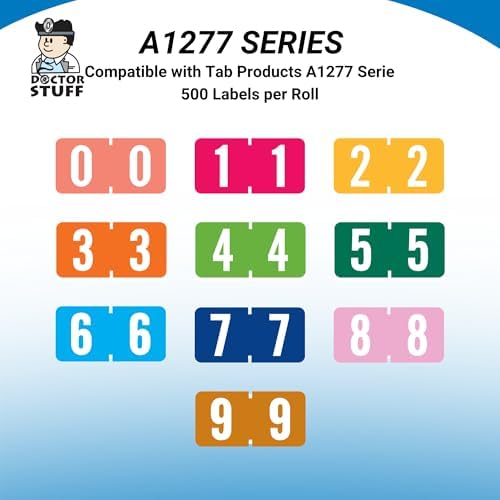 Doctor Stuff - File Folder Labels, Number 0, Tab Products 1277 Match - 1277 Series Chart Stickers, Pink, 1/2" x 1", #0, 500/Roll - Image 6