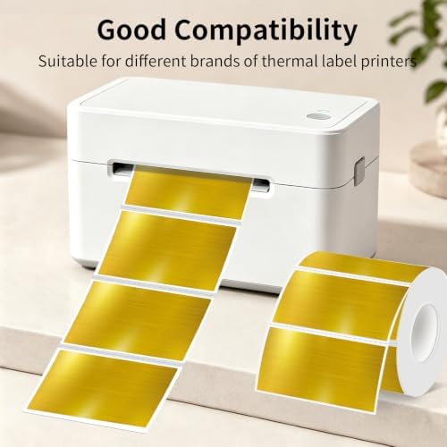 1 * 2Inch Holographic Gold Thermal Labels, Waterproof Printable Direct Thermal Stickers, Self-Adhesive for Small Business Logo, QR Code, Price Tag & Packaging, 300Pieces/Roll - Image 5