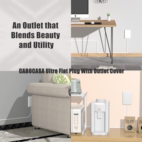 CABOCASA 2 Pack 3FT Flat Plug Extension Cord Power Strip, White - Image 6