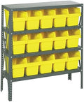 Quantum Storage Systems 1239-SB802YL Shelving Unit, 12" D x 36" L x 39" H, Carbon Steel, Galvanized with Yellow Bins by QuantumStorageSystems
