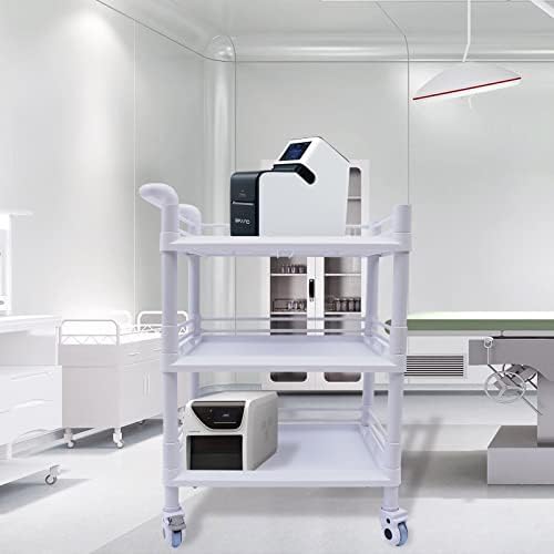 3 Tier Rolling Medical Storage Shelves Rack with Wheels - Beauty Salon SPA Medical Rolling Cart with 360 Silent Swivel Wheels - Image 4