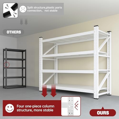 RAVIGIN 3000LBS Storage Shelves, 48" W Garage Shelving Heavy Duty Metal Adjustable Garage Shelves, Shelving Units Industrial Shelving for Warehouse, 48" W x 23.7" D x 70" H,White - Image 6