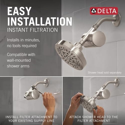 Delta Faucet Clarifi Standard Shower Filter Attachment with Filter, Shower Water Filter, Shower Head Filter, Stainless 7SF100-SS - Image 4