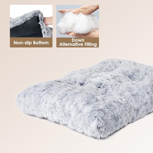 EHEYCIGA Fluffy Dog Crate Bed, Plush XX Large Dog Pillow, Grey - Image 5