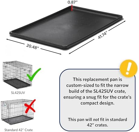 MidWest Homes for Pets Replacement Pan 42 Inch Long Midwest SUV Dog Crate; 41.34L x 20.48W x 1.19H Inches; 24PAN; Black - Image 3