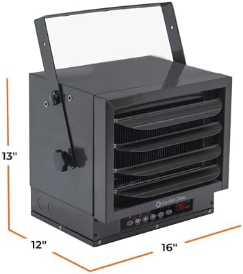 Comfort Zone Hard-Wired Ceiling Mount Garage Space Heater with Remote, 7,500 Watt, 240 Volt, Fan-Forced, Overheat Protection, Digital Thermostat, 12-Hour Timer, Ideal for Garage & Workshop, CZ230ERBK - Image 3