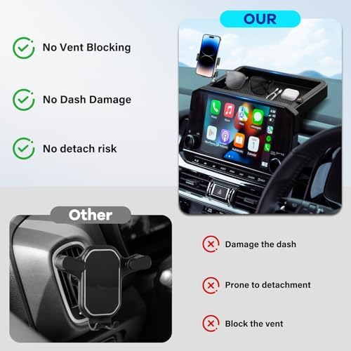 Car Phone Holder Fit for Pathfinder 2022 2023 2024 2025 w/Dash Tray Storge Box Organizer-Cell Phone Mount for Pathfinder Accessories 9 inch Touch Screen 360 Degree Rotation (Not fit 14.5 inch) - Image 5