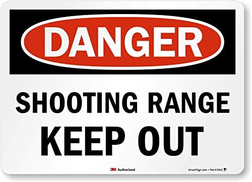 "Danger - Shooting Range, Keep Out" Label by SmartSign | 10" x 14" 3M Reflective Laminated Vinyl by SmartSign