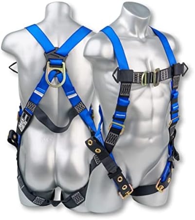 Palmer Safety Full Body Harness 5pt Adjustment, Front & Back D-Ring, Grommet Legs, and Fall Indicators by ATERET