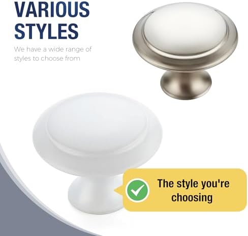JOY DECOR White Cabinet Drawer Hardware,30mm Kitchen Cabinet Knobs,10 Pack - Image 4
