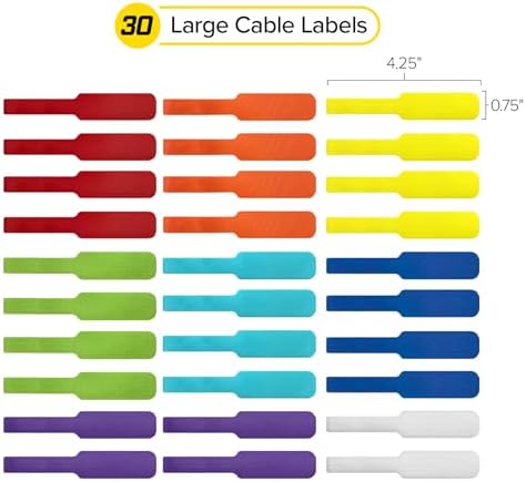 Cable Labels - Wrap-It Storage - Large, Multi-Color (30-Pack) - Colorful Labels for Basement and Office Organizing - Image 4