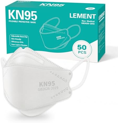 LEMENT KN95 Face Masks,50 Pack Breathable Dust Safety Mask For Adult, White by Lement