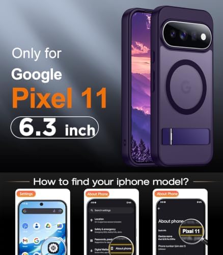 Temdan Designed for Google Pixel 11 Case 2026, [Built-in Invisible Kickstand][Compatible with MagSafe][Military Grade Shockproof] Slim Translucent Matte Phone Case-Purple - Image 2