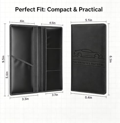 Car Registration and Insurance Holder, Vehicle Document Organizer with Secure Magnetic Closure, Automotive Glove Box Organizer for License, Cards & Essential Paperwork (Black, 1PCS) - Image 2