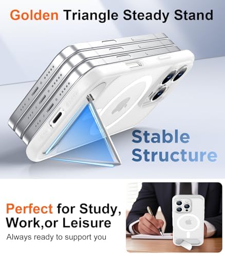 Temdan Magnetic Compatible with iPhone 16 Pro Case, [Built-in Invisible Kickstand][Compatible with MagSafe][Military Grade Shockproof] Slim Translucent Matte Phone Case for iPhone 16 Pro 6.3" - Image 5