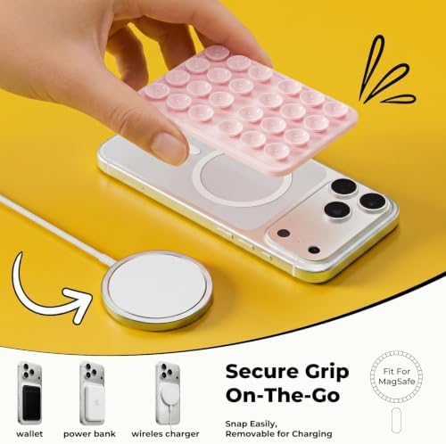 2026 Upgraded Magnetic Suction Sticky Phone Grip for Magsafe, Chalk Pink - Image 5