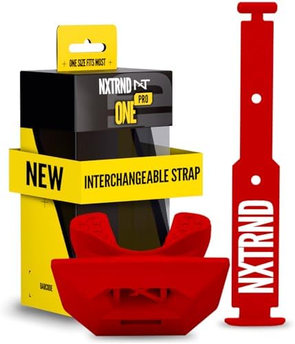Nxtrnd One Pro Football Mouth Guard, Interchangeable Strap, Fits Adult & Youth (Red) by NXTRND