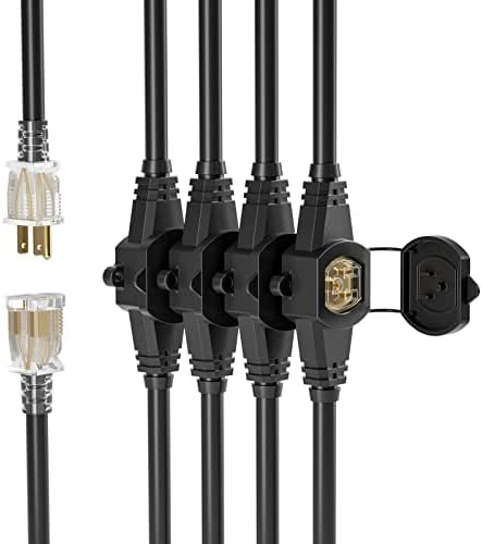 oviitech 25FT Power Extension Cord 3 Prong, 14 Gauge SJTW 5-15R Male Plug to Female Connector,7 Outlet Cable,Multiple Evenly-Spaced Plug,Suitable for Stage Setting or Outdoor. - Image 4