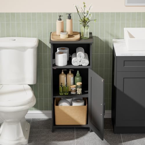 Homhedy Farmhouse Bathroom Storage Cabinet with Doors, Small Floor Cabinet - Image 3