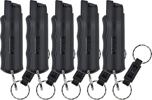 Sabre Pepper Spray with Quick Release Keychain for Self Defense – Multi Pack Max Strength OC with UV Marking Dye, Twist Lock Safety, Finger Grip, 10‑Sec. Spray, 14‑ft Range, Made in USA, 0.54 fl oz by SABRE