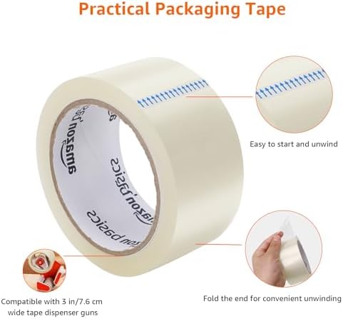 Amazon Basics Strong Packing Tape for Moving, Packaging, Shipping and Storing, Clear, 12-Roll, 2 in x 60 Yards, 2.7mil Thickness (Pack of 3) - Image 2