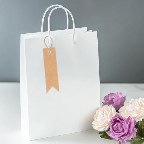 G2PLUS 100PCS Mini Kraft Paper Gift Tags with String, 2.8 x 0.8 in Blank Paper Present Tags, Brown Hang Tags with Jute Twine for DIY Arts & Crafts, Businesses, Wedding, Christmas Party Favors - Image 5