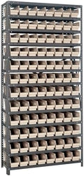 Quantum Storage Systems 1875-103IV Steel Shelving Unit with 4" Shelf Bins, 18" D x 36" W x 75" H, Ivory by QuantumStorageSystems