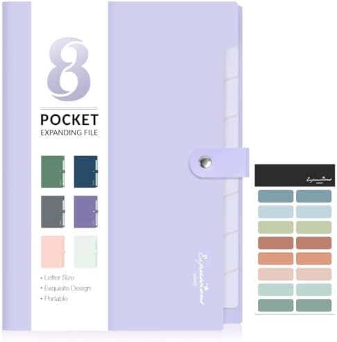 Sooez Elegant Accordion File Organizer, 8 Pocket Expanding File Folder by Sooez