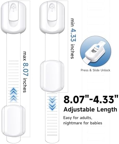 Infinno 8 Pack Cabinet Locks Baby Proofing Heavy Duty - Child Safety Cabinet Locks for Drawers, Cupboards & Fridge – No Drill 3M Adhesive Locks for Pets - Toddler Safety Latches - Image 2