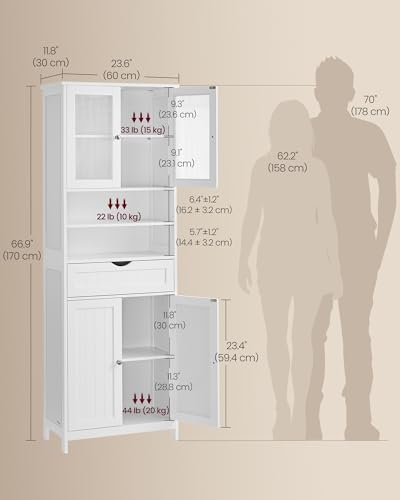 VASAGLE Storage Cabinet, Freestanding, Drawer, Open Compartments - Image 3