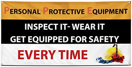 Vinyl Banner Multiple Sizes Personal Protective Equipment Safety Industrial & Craft Outdoor Weatherproof Industrial Yard Signs Black 6 Grommets 36x72Inches by Sign+Destination