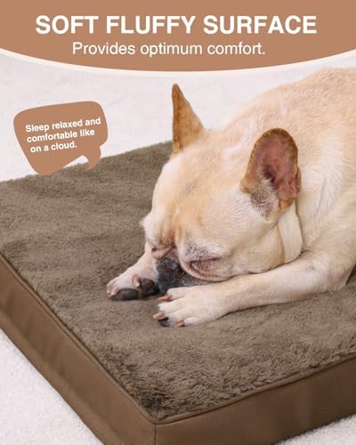KSIIA Orthopedic Dog Bed for Small Dogs with Waterproof Lining, Brown,23x17 - Image 3