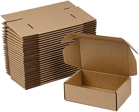 6x4x2 Inches Shipping Boxes Pack of 25, Brown Corrugated Cardboard Boxes for Small Bussiness by Sodissa