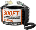 PlugSaf 14/3 Gauge 300 FT Extension Cord Outdoor, Heavy Duty Extension Cord by PlugSaf