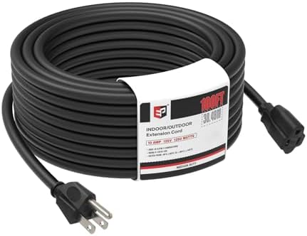 EP 100 FT Outdoor Extension Cord, 16/3 SJTW Heavy Duty Black, ETL Listed by ENERGYPRO