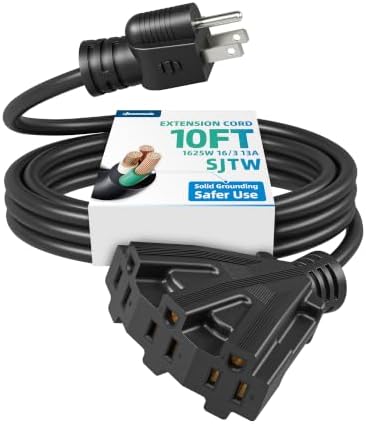 DEWENWILS 10FT Black Tri-Tap Landscape Outdoor Extension Cord, ETL Listed by DEWENWILS