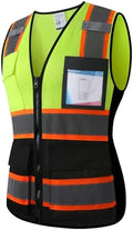 Hi Vis Reflective Safety Vest for Women Work,KZW,YellowLink,L by Kazsaifo