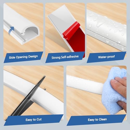 Silicone Cord Covers for Wires on Wall Cord Hider Self-Adhesive - Image 3