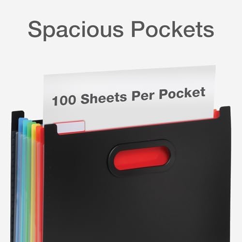 Pendaflex 7-Pocket Expanding File, with Customizable Colored Tabs, Black File Organizer, Portable Expanding File, Accordion File Organizer (52401) - Image 6
