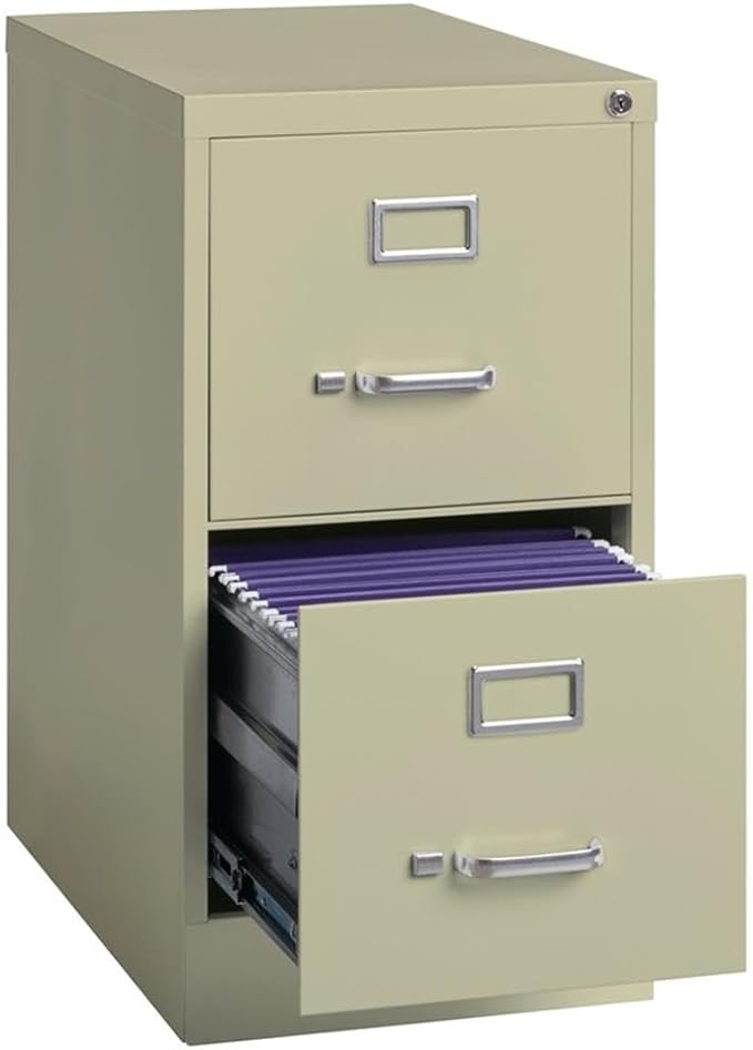Pemberly Row 2 Drawers 28.38" Vertical Beige Metal Filing Cabinet Lockable - Image 4