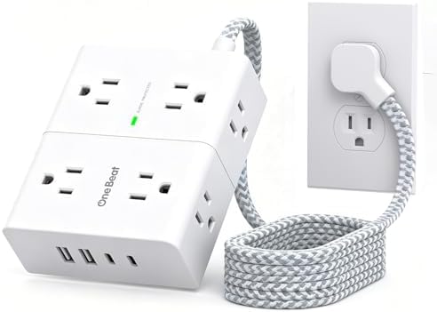 One Beat Flat Plug Surge Protector Power Strip, 6 Ft Flat Extension Cord by OneBeat
