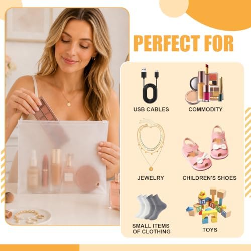 50 Pcs 8 x 10 Inch Frosted Zipper Bags for Clothes Bathing Suit - Image 5