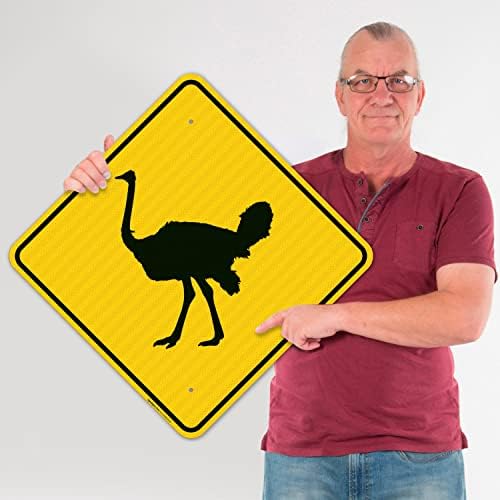 Ostrich Crossing with Graphic Sign, - Image 2