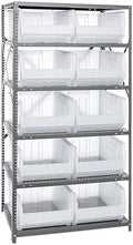Quantum Storage Systems 2475-954CL Solid Heavy Duty 6 Shelves 10 Hulk Clear Bins 75" H x 36" W x 24" D by QuantumStorageSystems