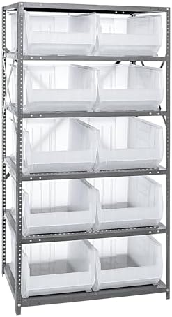 Quantum Storage Systems 2475-954CL Solid Heavy Duty 6 Shelves 10 Hulk Clear Bins 75" H x 36" W x 24" D by QuantumStorageSystems