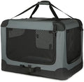 Amazon Basics 4-Door Portable Folding Soft Dog Crate, Collapsible Travel Kennel for Cat, Dog, and Other Small Animals, Pop Up with Easy Transportation, Grey, M 30" x 21" x 21" by AmazonBasics
