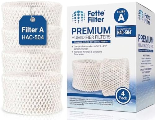 Fette Filter - 4 Pack Premium Humidifier Filters Compatible with Honeywell Humidifier Filter HAC-504, HAC-504AW & Honeywell Filter A & Cool Mist Humidifiers (QTY 4) by Fette+Filter