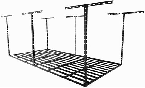 SunsGrove 4x8 Overhead Garage Storage Rack Organization, Adjustable Ceiling Mounted Storage Racks, 800LBS Weight Capacity, 22"-40" Ceiling Dropdown, Hammertone Black by SunsGrove