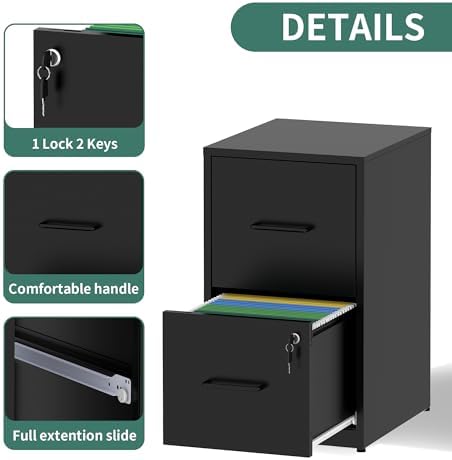 2 Drawer File Cabinet with Lock,Metal File Cabinet for Home Office - Image 5