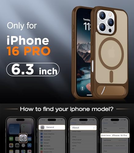 Temdan Magnetic Compatible with iPhone 16 Pro Case, [Built-in Invisible Kickstand][Compatible with MagSafe] [Military Grade Shockproof] Slim Translucent Matte Phone Case for iPhone 16 Pro 6.3" - Image 2